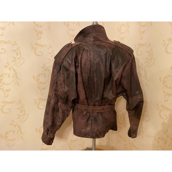 Winlit Vintage Leather Bomber Jacket Small - Picture 3 of 4